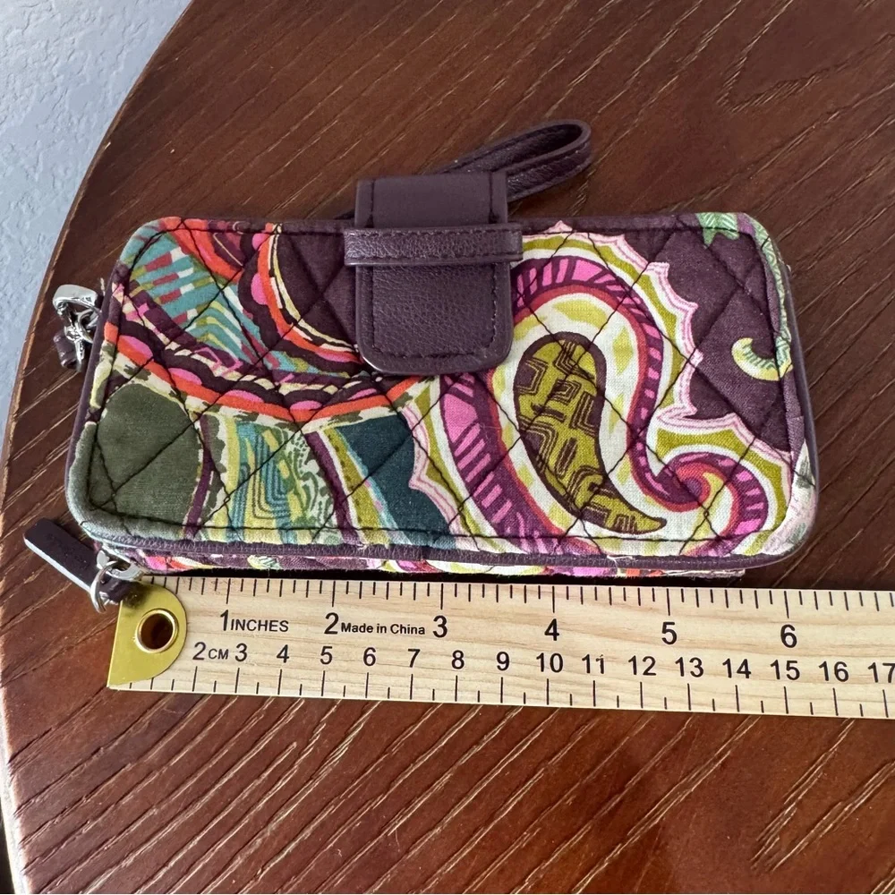 Vera Bradley Quilted Multicolor Wallet Wristlet Plum Burgundy Pink Green - Picture 13 of 14